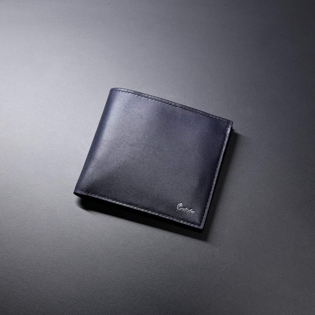 【新品】法国 HAAS Zermatt 小牛皮平纹银包 - 军蓝色 - Premium V - 皮夹/钱包 - 真皮 蓝色