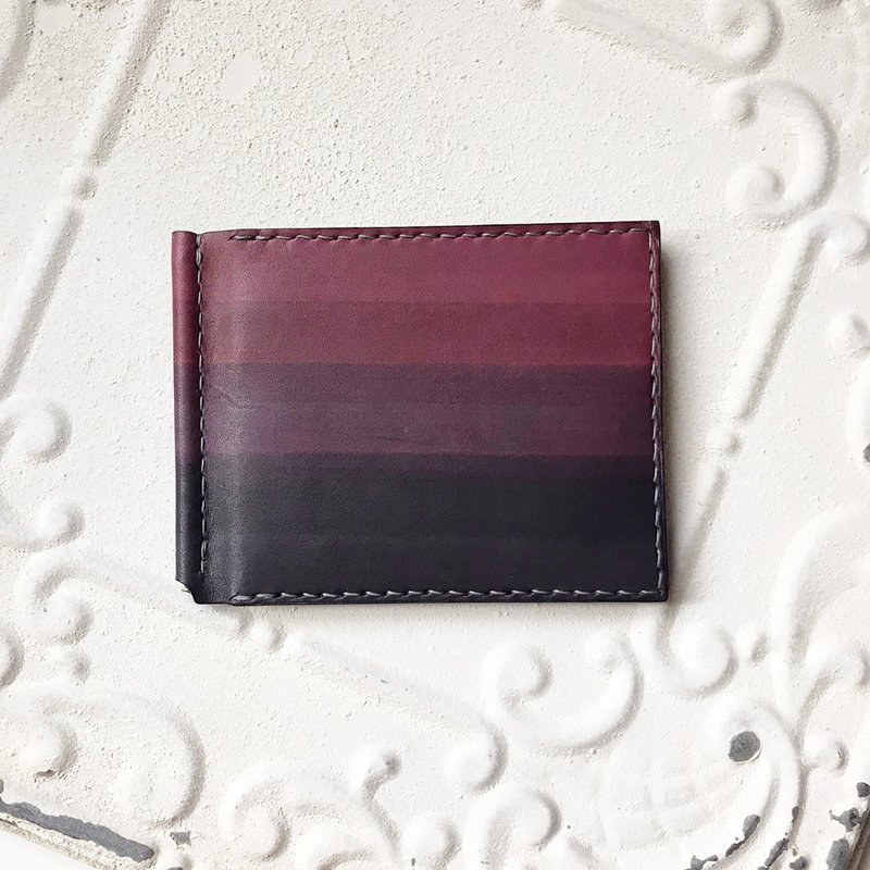 植鞣革钞票夹_6卡层_木莓渐层灰蓝 - 证件套/卡套 - 真皮 红色