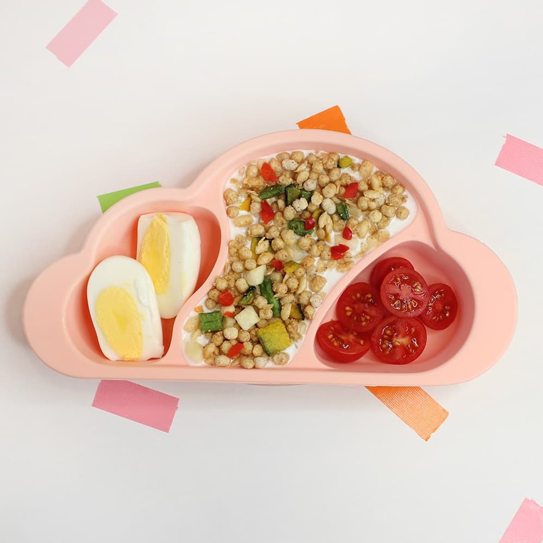 韩国【Mother's Corn】云朵分隔硅胶餐盘(樱花粉) - 儿童餐具/餐盘 - 其他材质 