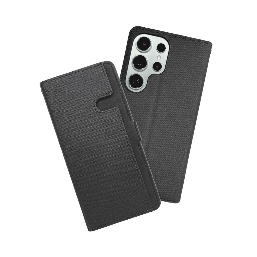 CASE SHOP Samsung S24 Ultra 前收纳侧掀皮套-黑 - 手机壳/手机套 - 人造皮革 黑色