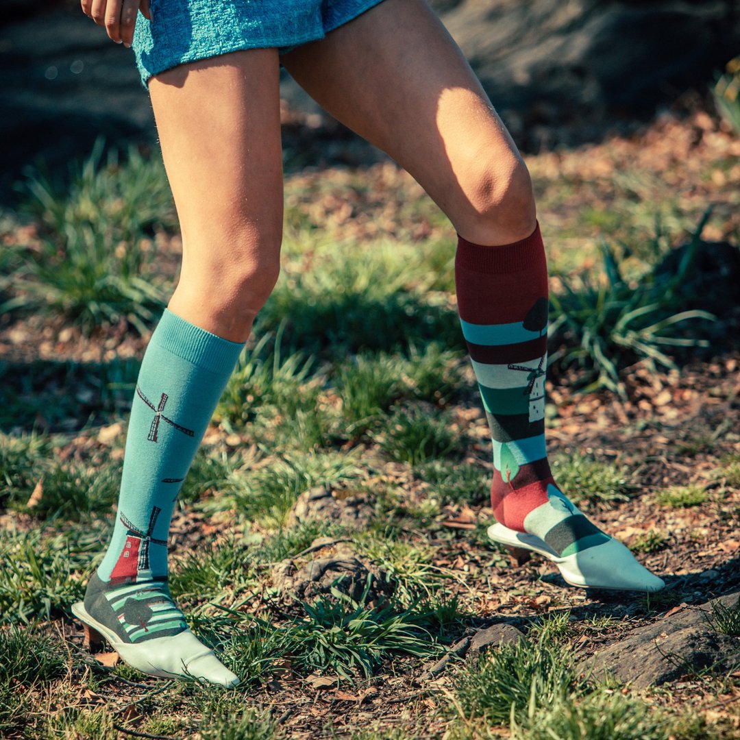 old_windmill / cotton / irregular / socks - 袜子 - 棉．麻 蓝色