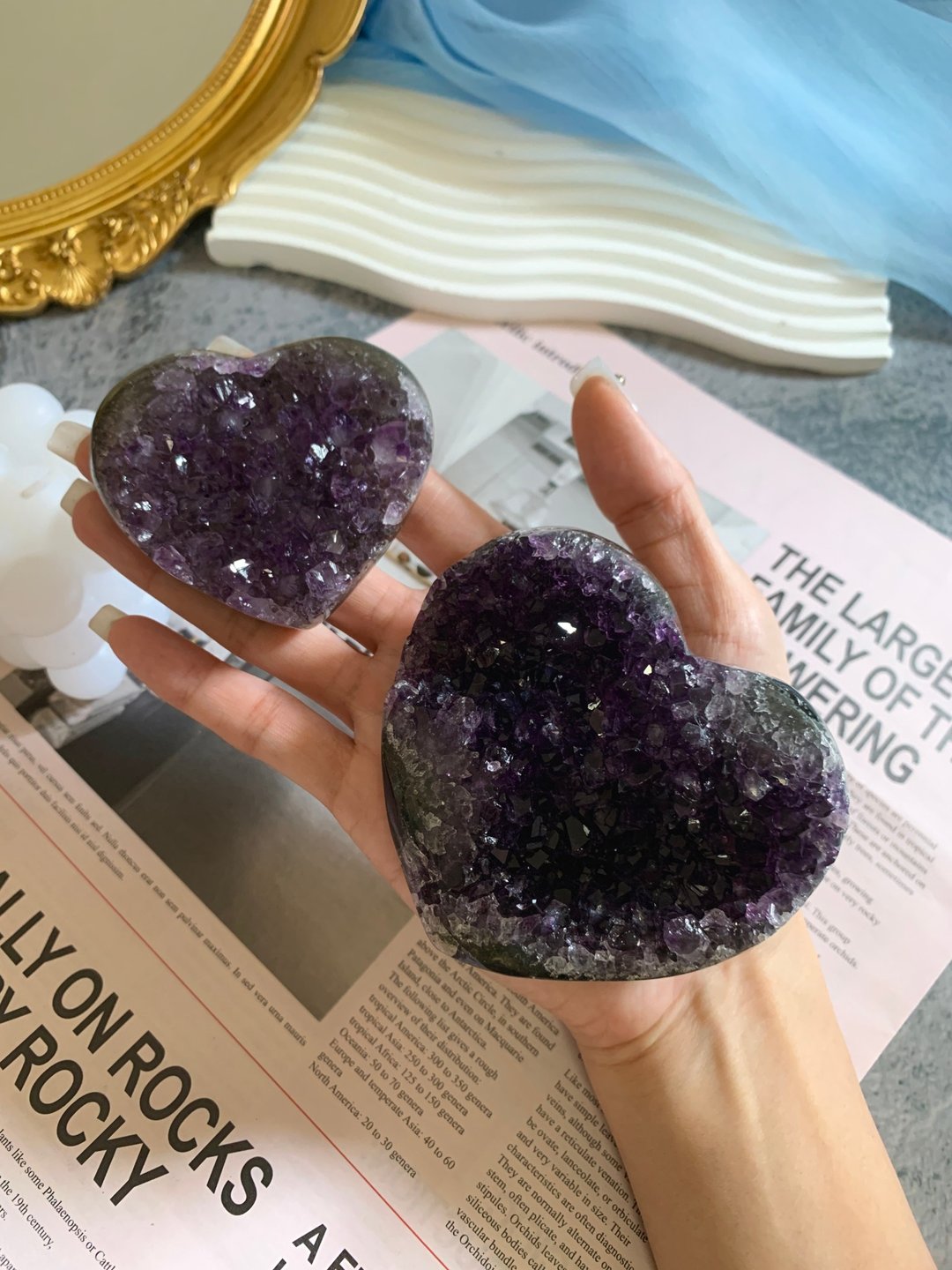 Crystal.EAA 开馆优惠 爱心紫水晶簇 X2 Amethyst *不含水晶手链* - 摆饰 - 水晶 紫色