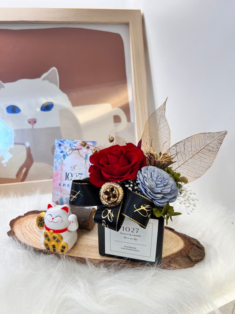 永生花招财猫名片座 - 摆饰 - 其他材质 