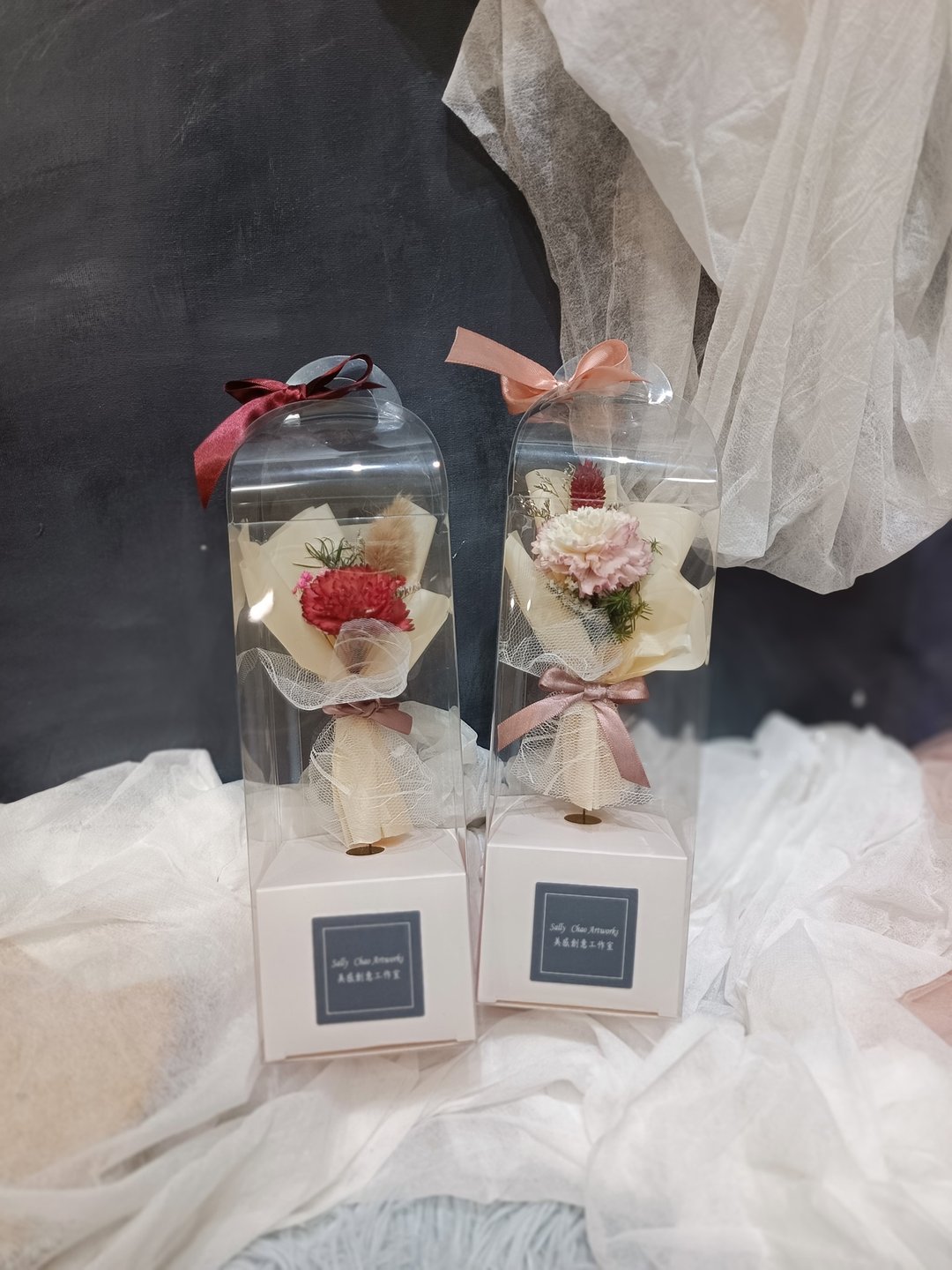 康乃馨花盒 母亲节花盒  索拉花 干燥花 - 干燥花/捧花 - 棉 