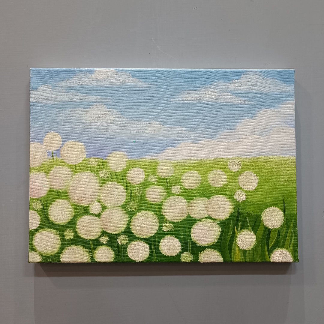 晴日蒲公英-油画作品 展示品 教案样本 换季出清 海洋油画 - 海报/装饰画/版画 - 颜料 