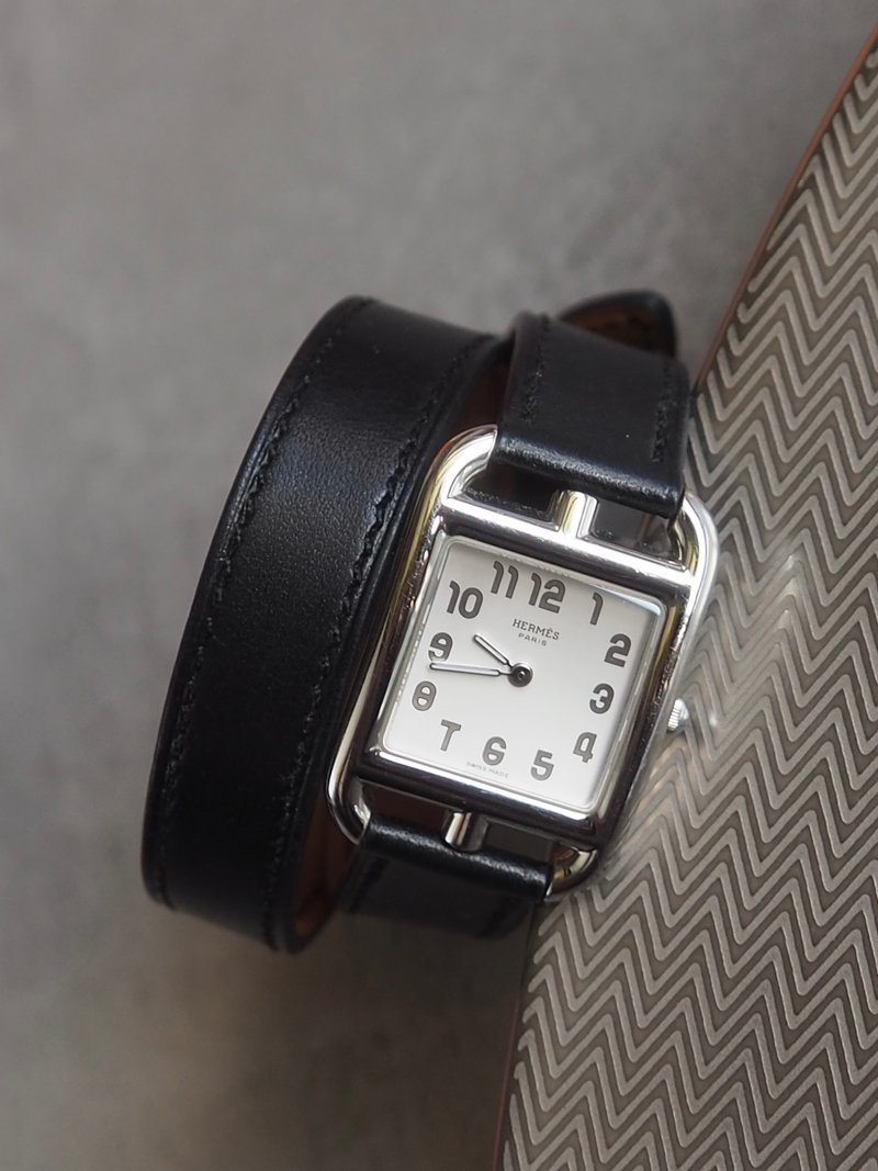 HERMES 爱马仕 Cape Cod 腕表 双圈 银色 黑色 古董级单品 - 女表 - 不锈钢 银色