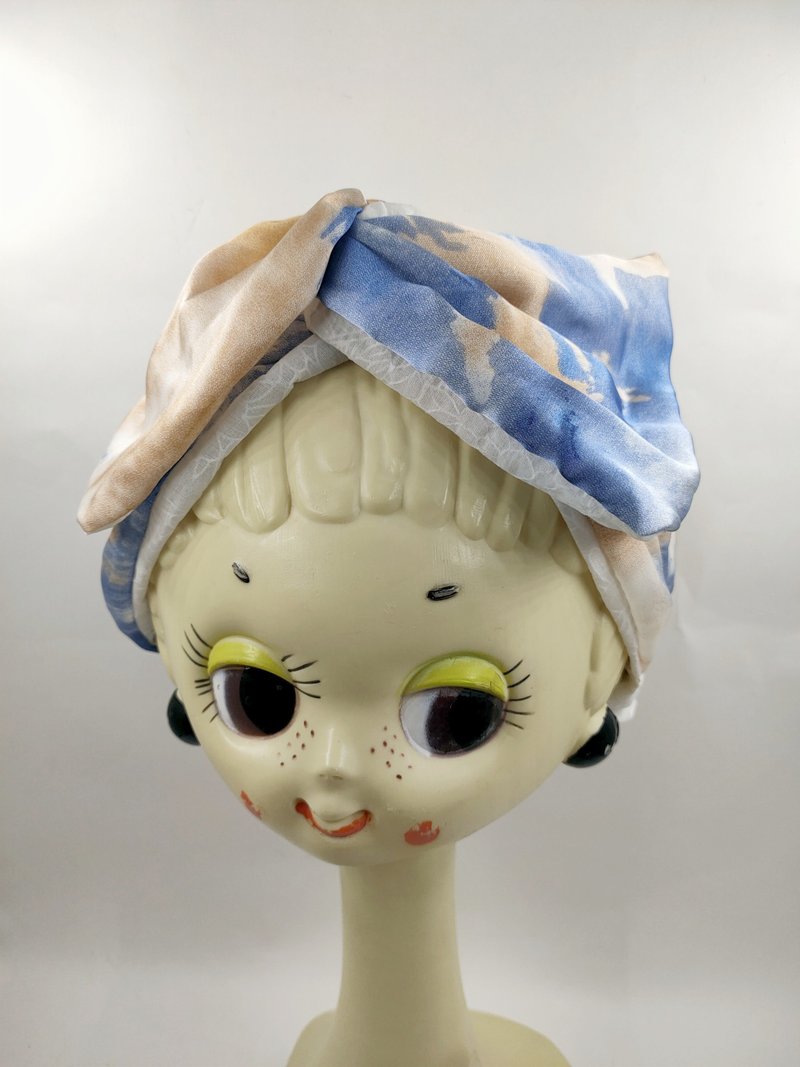 Petitbebe日系扭结蓝色渲染蝴蝶结发带 - 发饰 - 棉．麻 蓝色