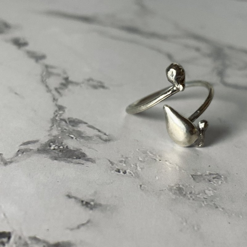 熔融_不对称开放戒指 - 戒指 - 银 银色