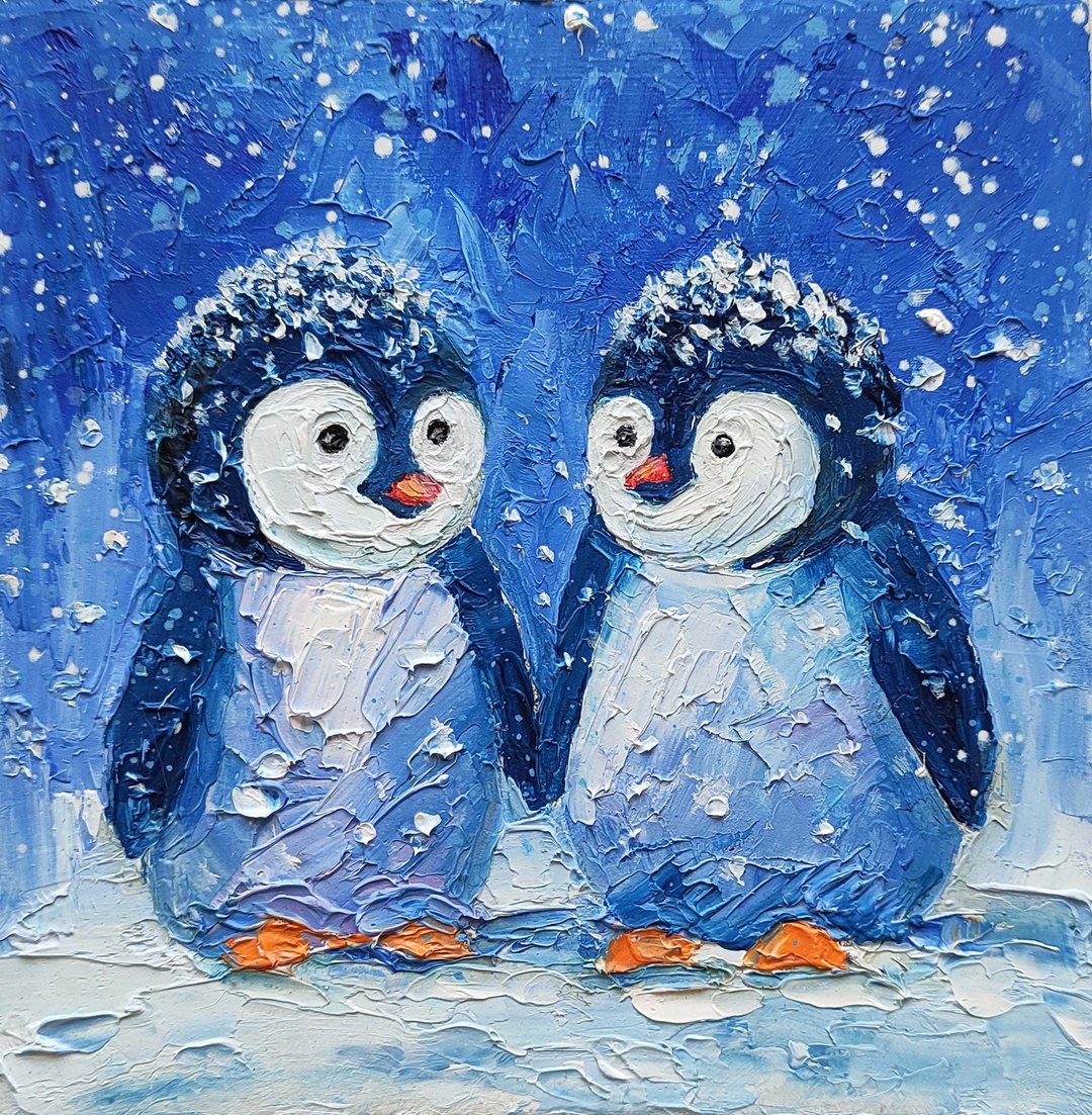 企鹅画原创雀墙艺术动物小艺术品，手工油画油画原作 - 海报/装饰画/版画 - 其他材质 多色