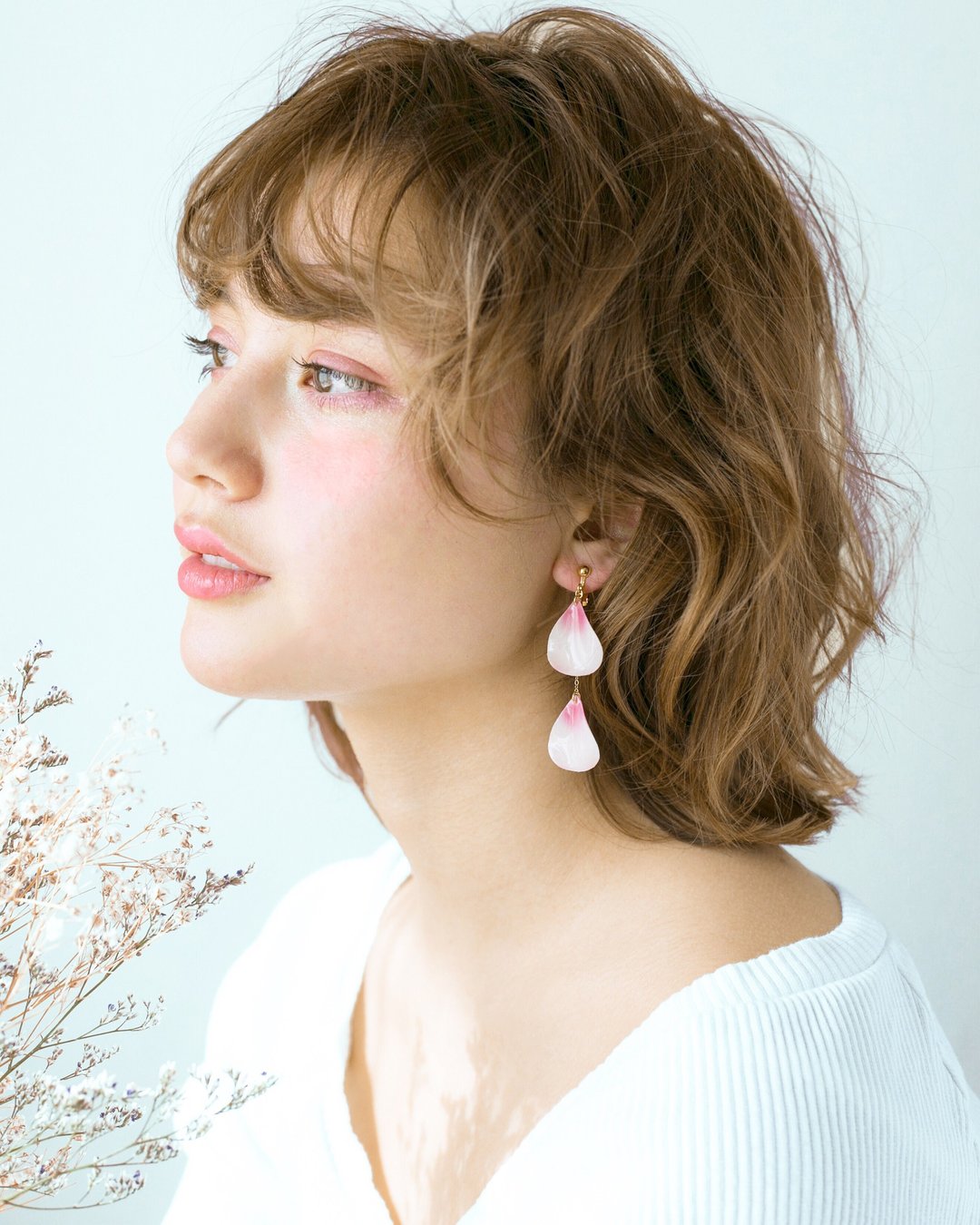 Cherry Blossom Petal Earrings, Dainty 14k Gold Fill, CB02 - 耳环/耳夹 - 其他材质 粉红色