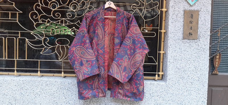 AMIN'S SHINY WORLD 复古风格变形虫满版提花 KIMONO - 男装外套 - 棉．麻 多色