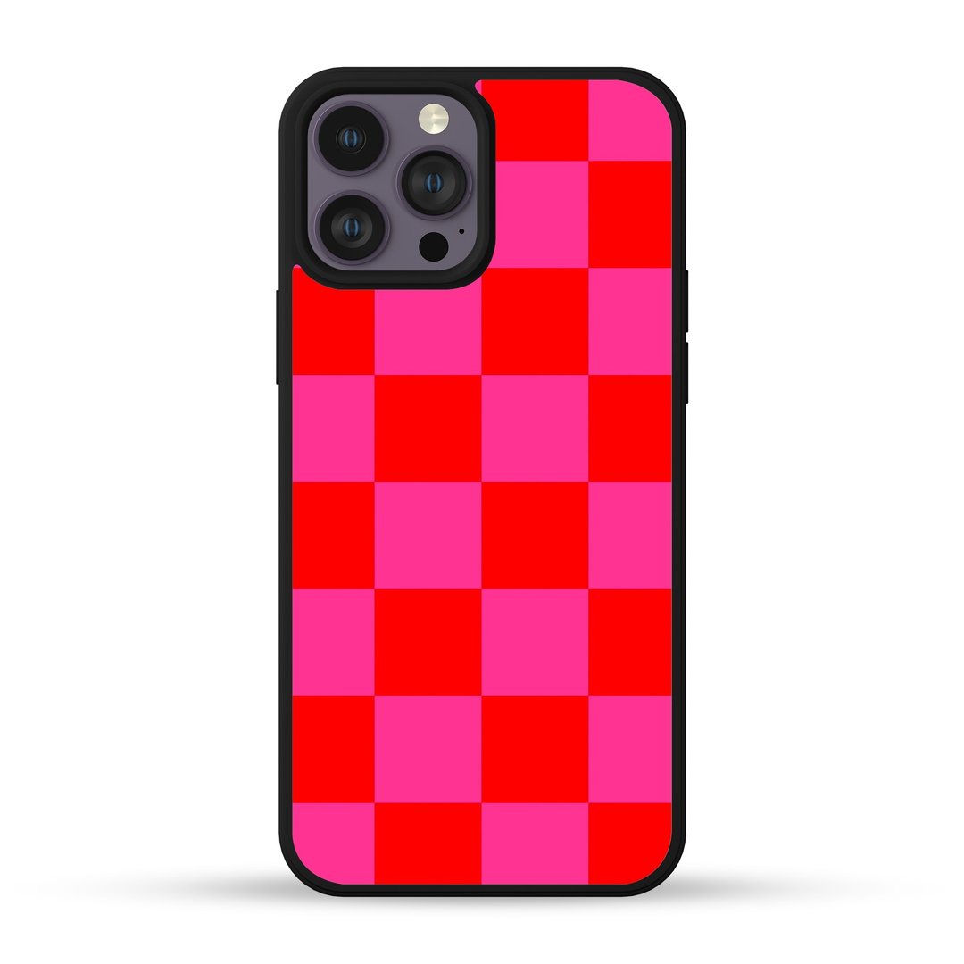 复古红色棋盘格纹 iPhone 17 Pro Max 手机壳 三星 S25 Ultra - 手机壳/手机套 - 塑料 多色
