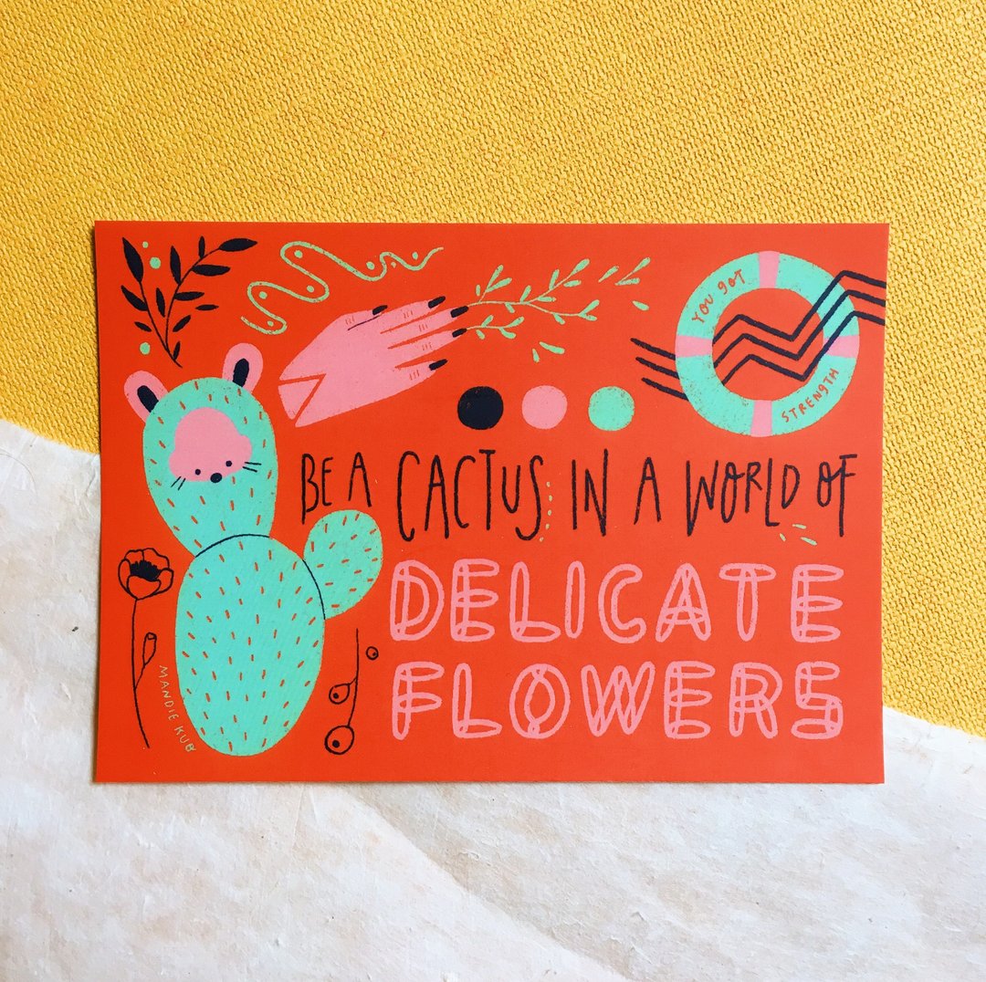 Be a Cactus - Squeaky 明信片 - 卡片/明信片 - 纸 咖啡色