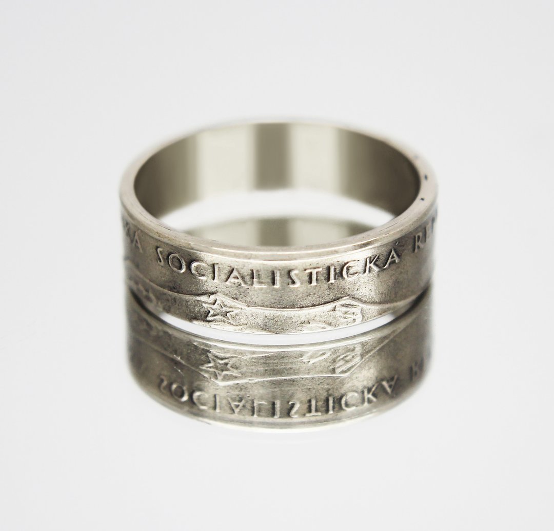 Czechoslovakia Coin Ring 2 Crowns 1972 coin rings for men coin rings for women - 戒指 - 其他金属 