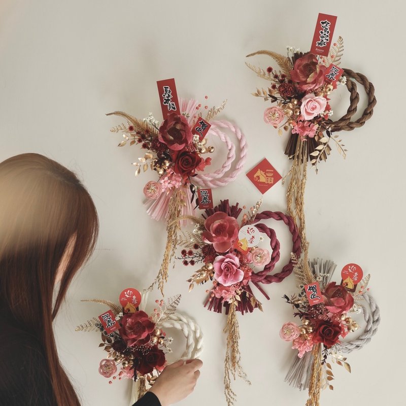 快速出货/新年永生花丰盛注连绳 鸿运粉 - 摆饰 - 植物．花 粉红色