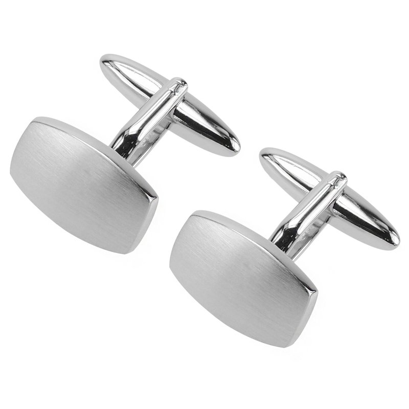 弧面拉絲袖扣 - 袖扣 - 其他金属 银色