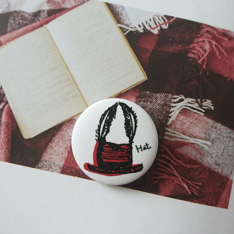 手绘 疯帽子收藏家 兔耳  胸章别针徽章 - 徽章/别针 - 塑料 红色