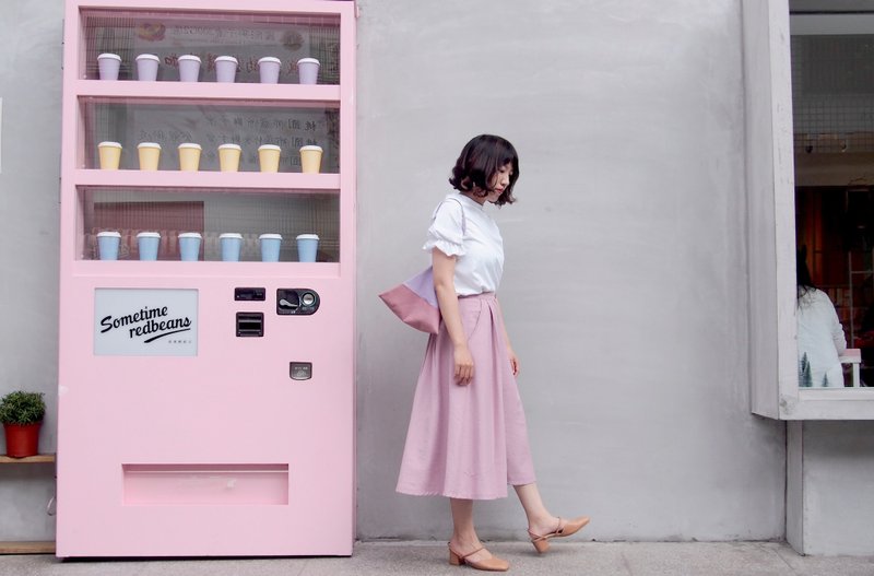 莫兰迪色 藕粉 薰衣草 紫 撞色 肩背 三角包 (L) - 手提包/手提袋 - 棉．麻 紫色