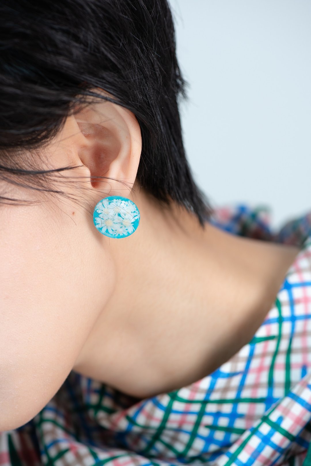 真花耳环Blue Star Earrings - 耳环/耳夹 - 植物．花 蓝色