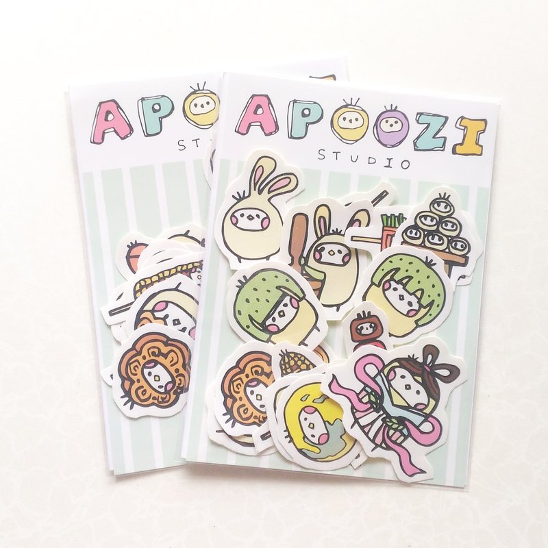 布籽生物│中秋节 插画贴纸 - 贴纸 - 纸 绿色