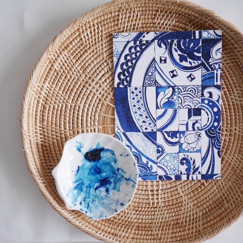Postcard - Blue Plates - 卡片/明信片 - 纸 蓝色