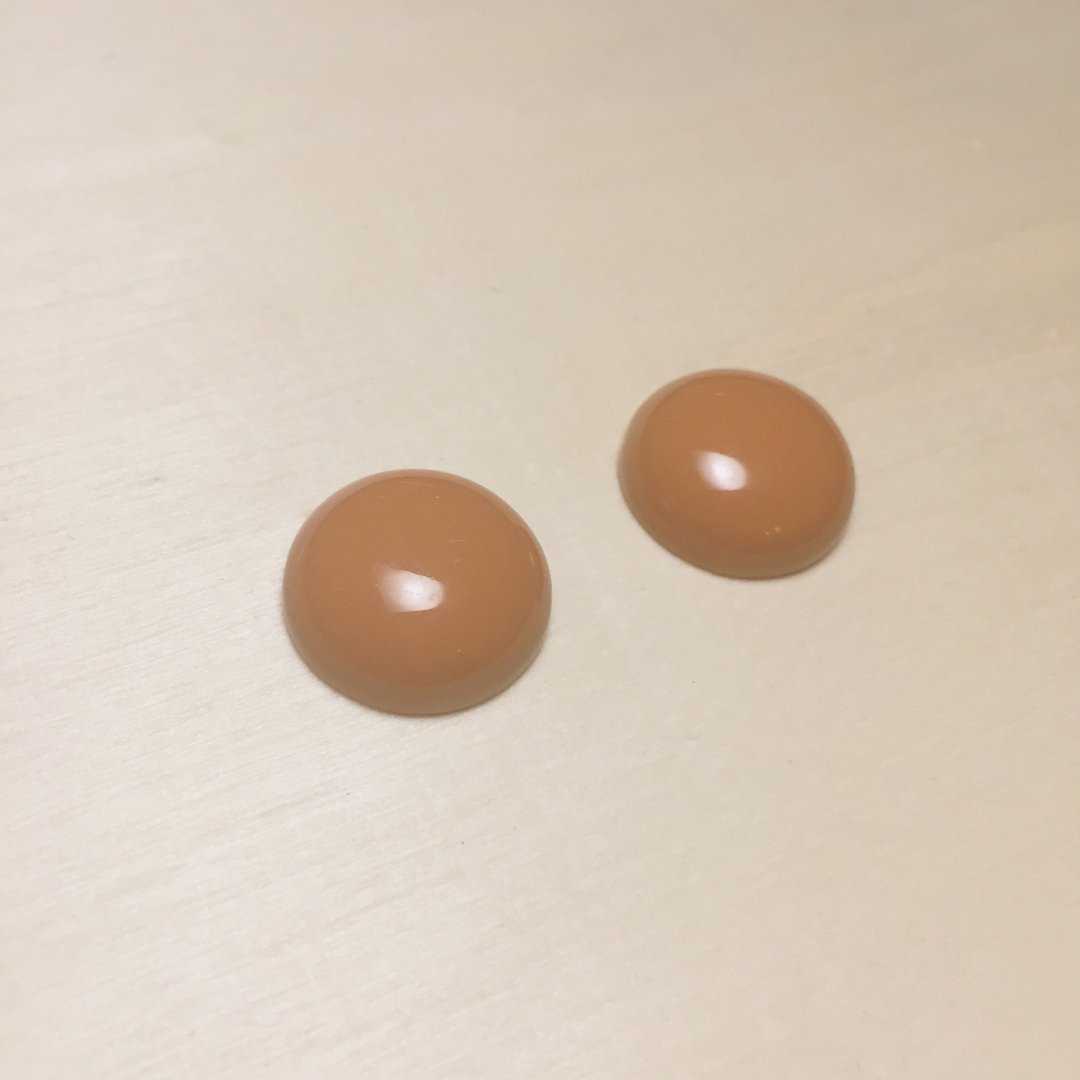 复古姜黄微凸耳环耳夹 - 耳环/耳夹 - 树脂 黄色