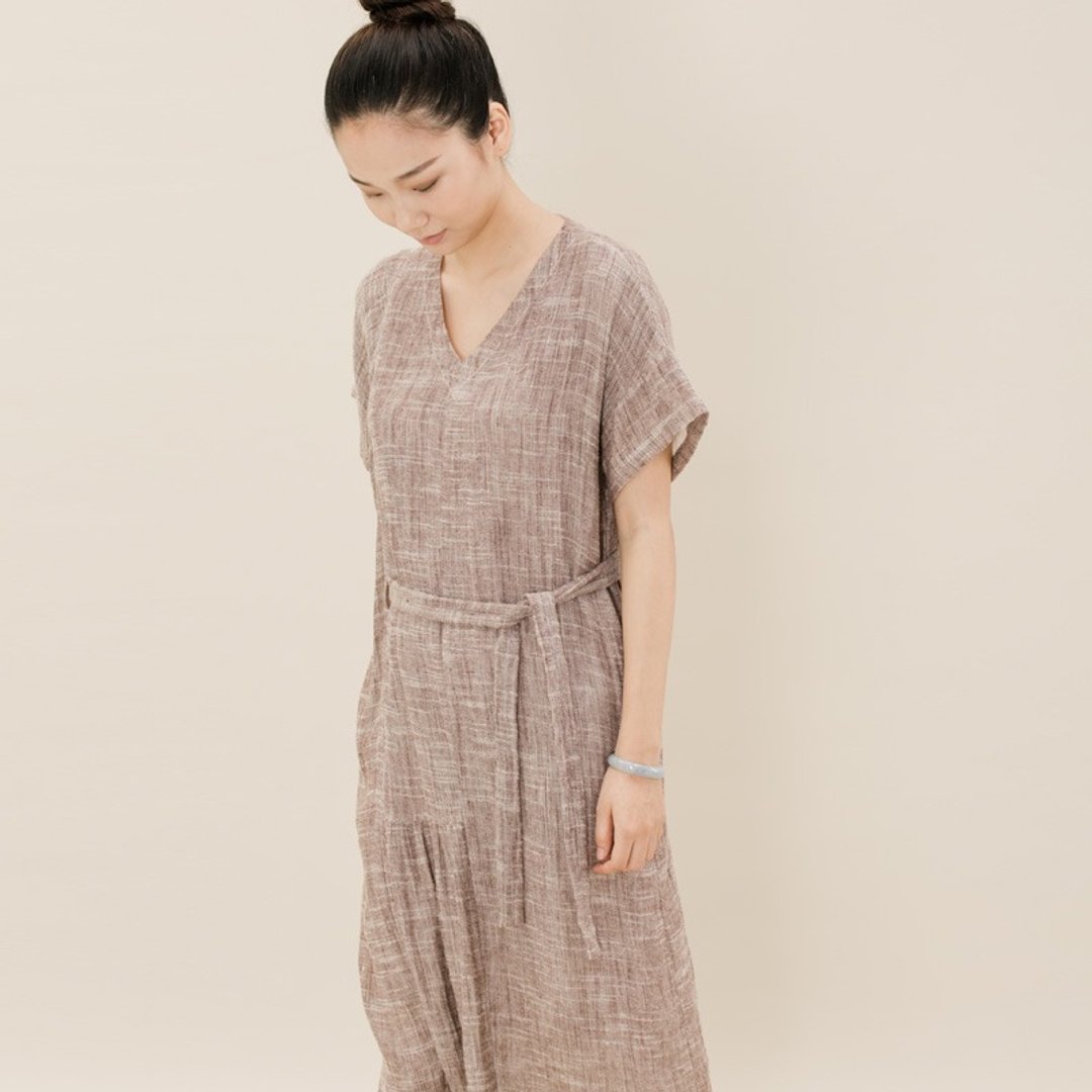不服 不对称设计  双层纱宽松连衣裙 禅服茶服D160506 - 洋装/连衣裙 - 棉．麻 红色