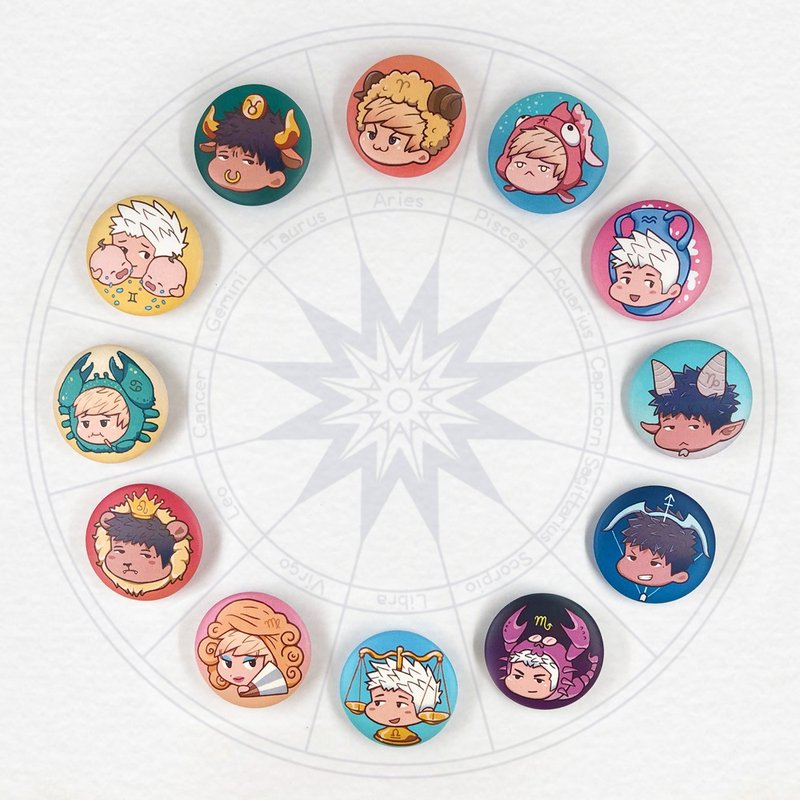 12星座胸章 - 徽章/别针 - 塑料 多色