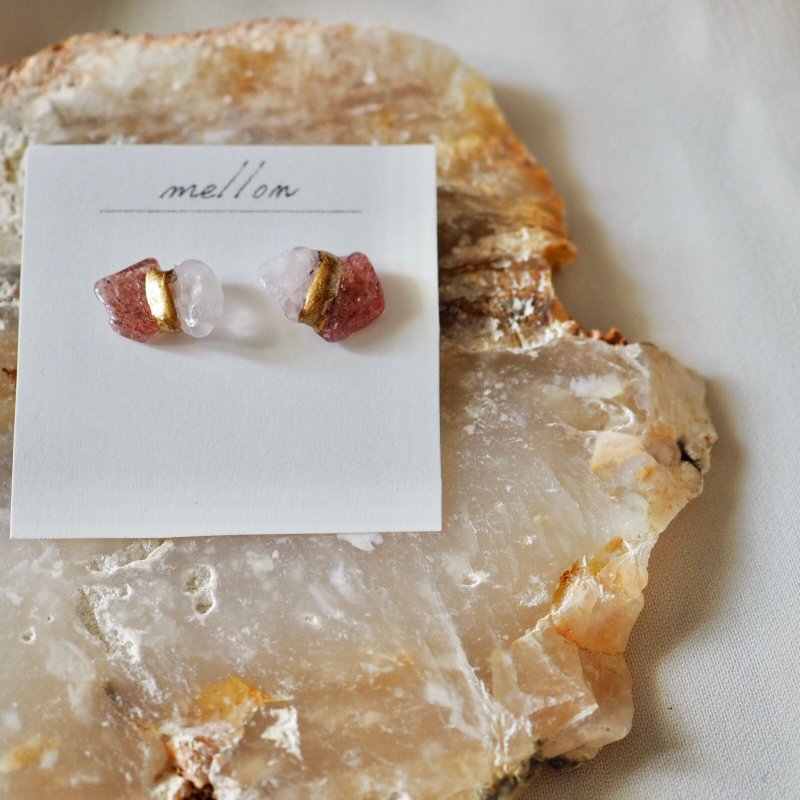 天然石金继风格耳环 - 耳环/耳夹 - 石头 灰色