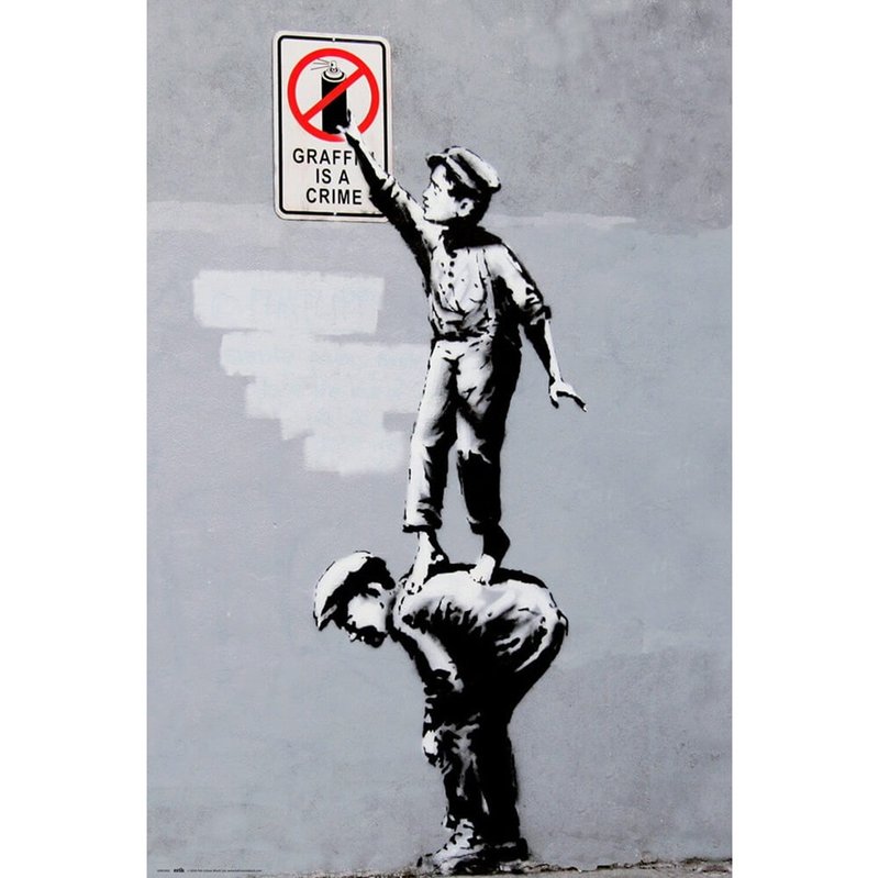 【班克西】 Banksy GRAFITTI IS A CRIME 进口海报 - 海报/装饰画/版画 - 其他材质 灰色