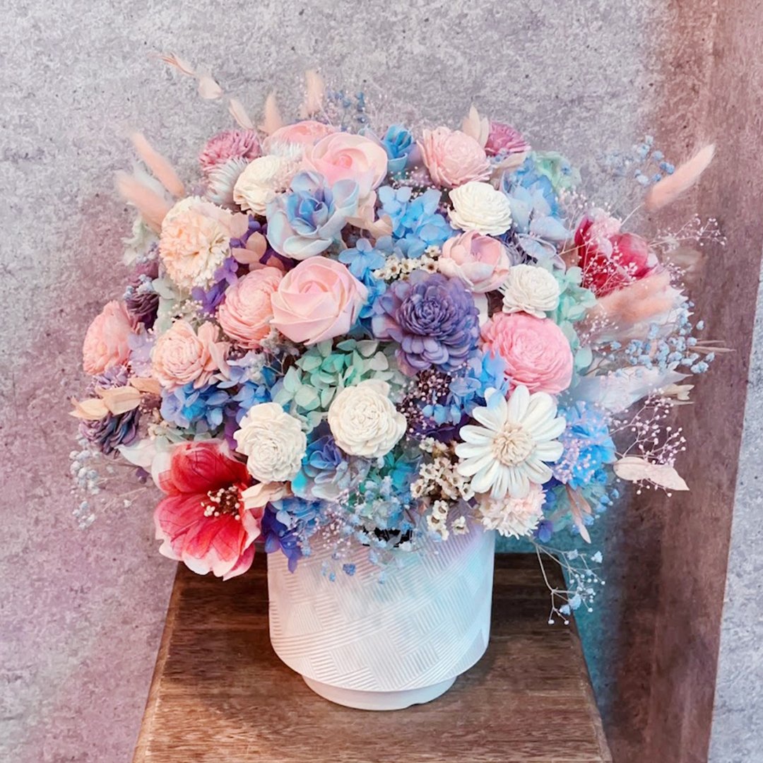 永生玫瑰盆花 高雅不凋花 水云间 | 送礼祝贺首选 |台北可自取 - 干燥花/捧花 - 植物．花 粉红色