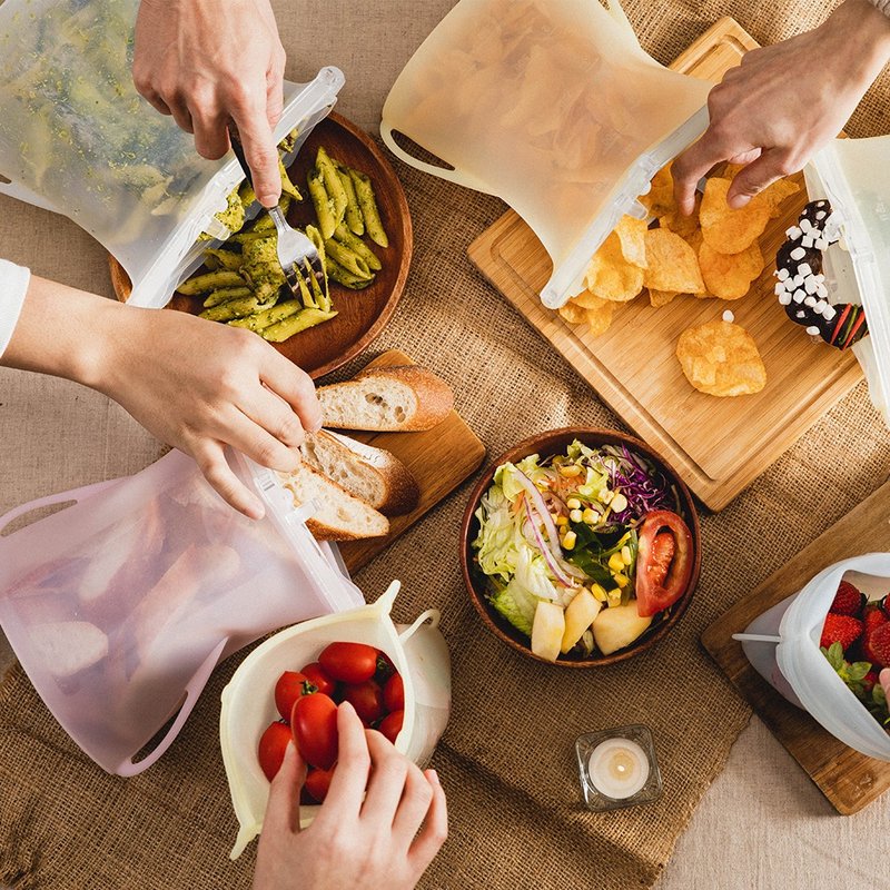 【仁舟净塑】环保卷收矽密保鲜袋1500ml(3入)颜色随机∣食物袋 - 便当盒/饭盒 - 硅胶 多色