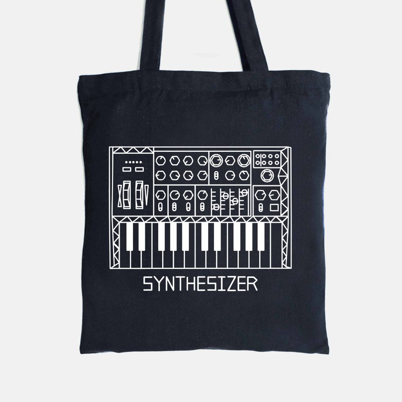 WD 乐器风格手提袋-合成器 经典/夜光 - 手提包/手提袋 - 棉．麻 黑色