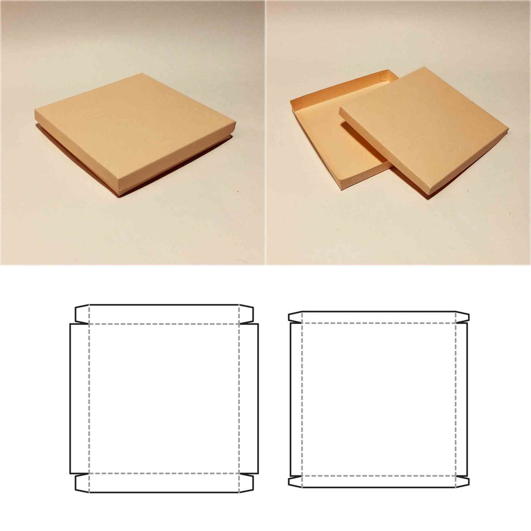 Flat square box template, flat box with lid, flat gift box, square box with lid - 图文模板设计 - 其他材质 