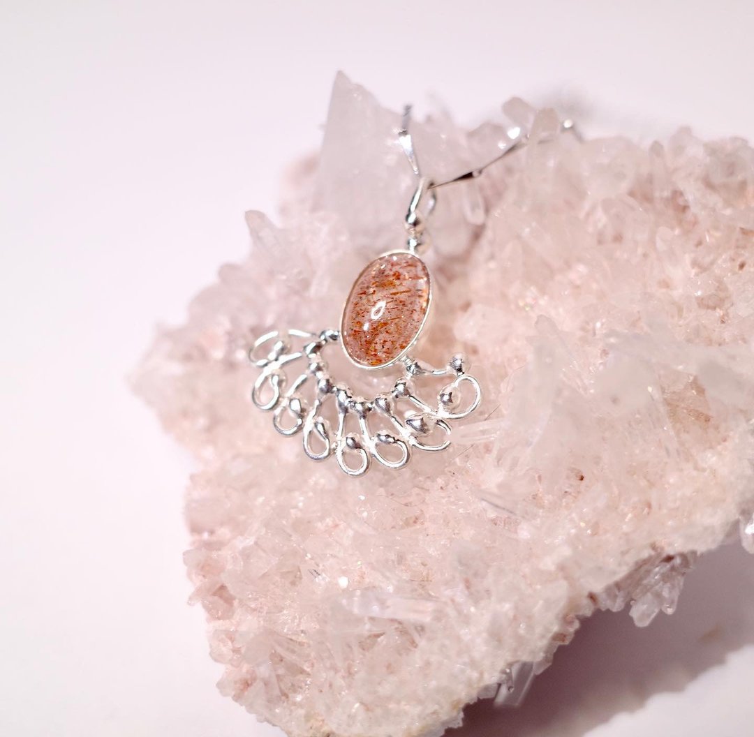Sunstone-太阳石纯银项链 - 项链 - 纯银 橘色