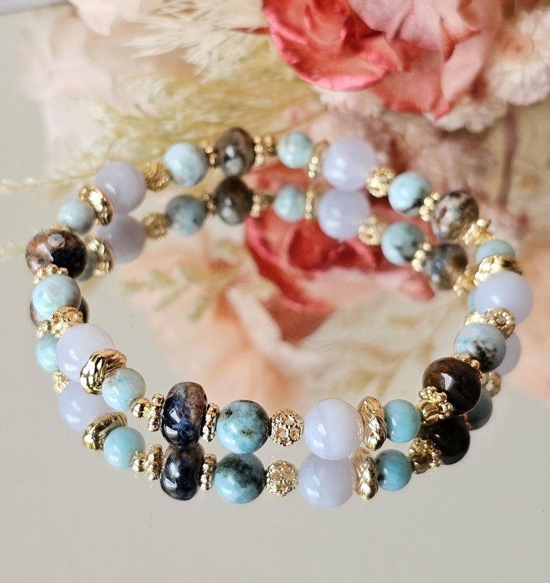 岛屿纹章-岛屿海纹石/拉利玛/彼得石扁珠/蓝纹玛瑙/水晶手链/静谧 - 手链/手环 - 水晶 多色
