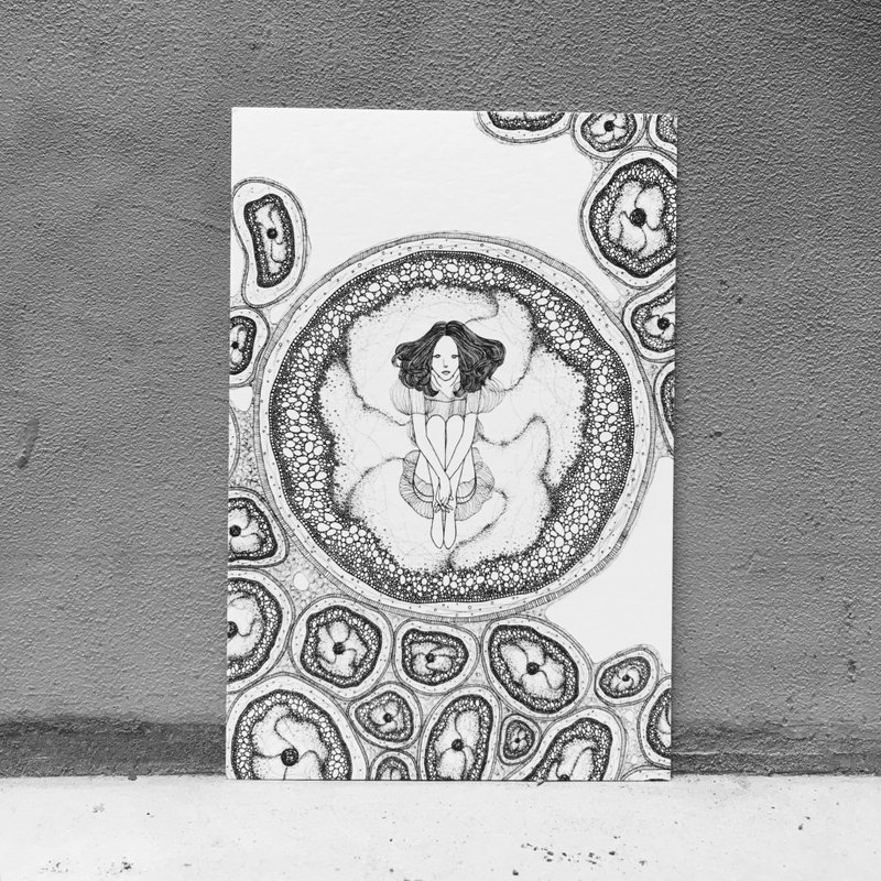 细胞◌黑白明信片 - 卡片/明信片 - 纸 白色