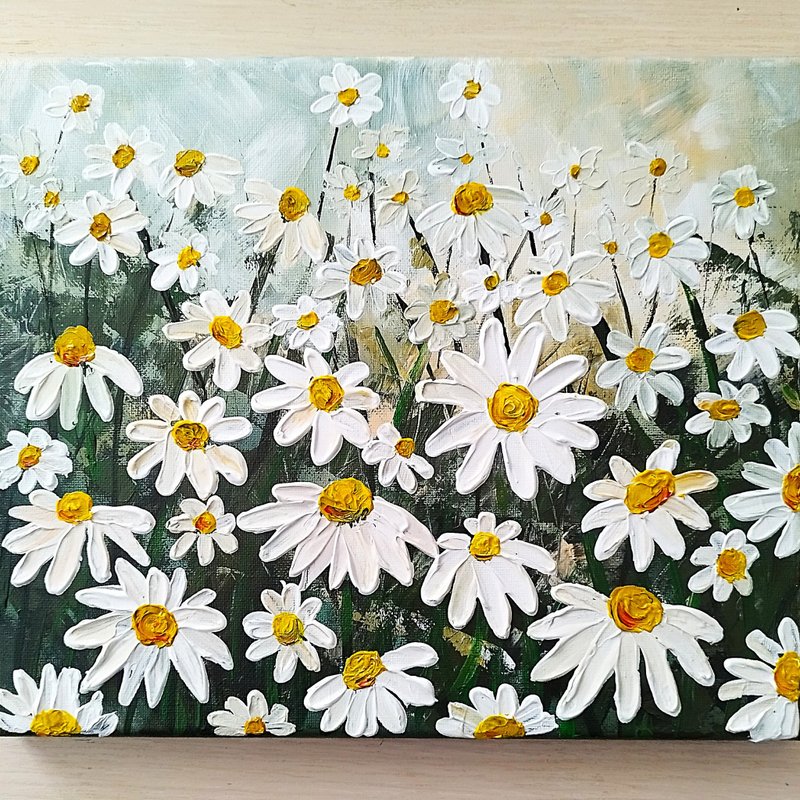 雏菊绘画厚涂风景纹理艺术墙面装饰 - 墙贴/壁贴 - 压克力 多色