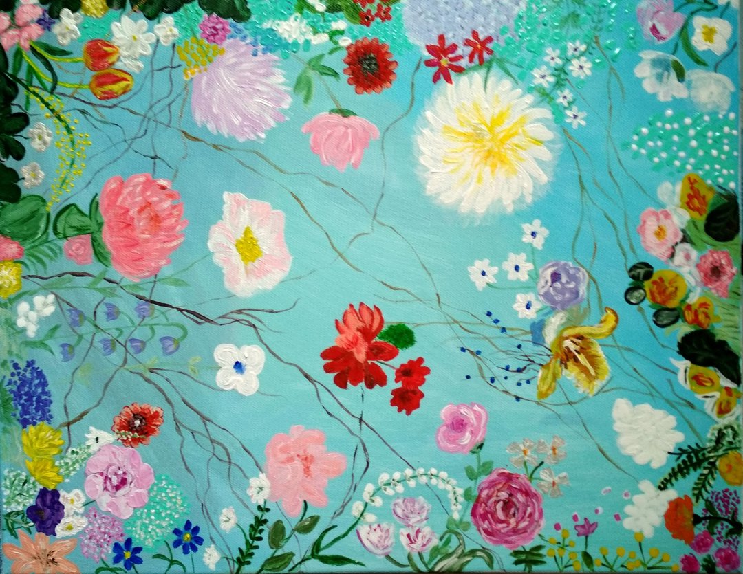 Original painting Flying flowers 2. 40x50 cm. Unframed. - 墙贴/壁贴 - 其他材质 