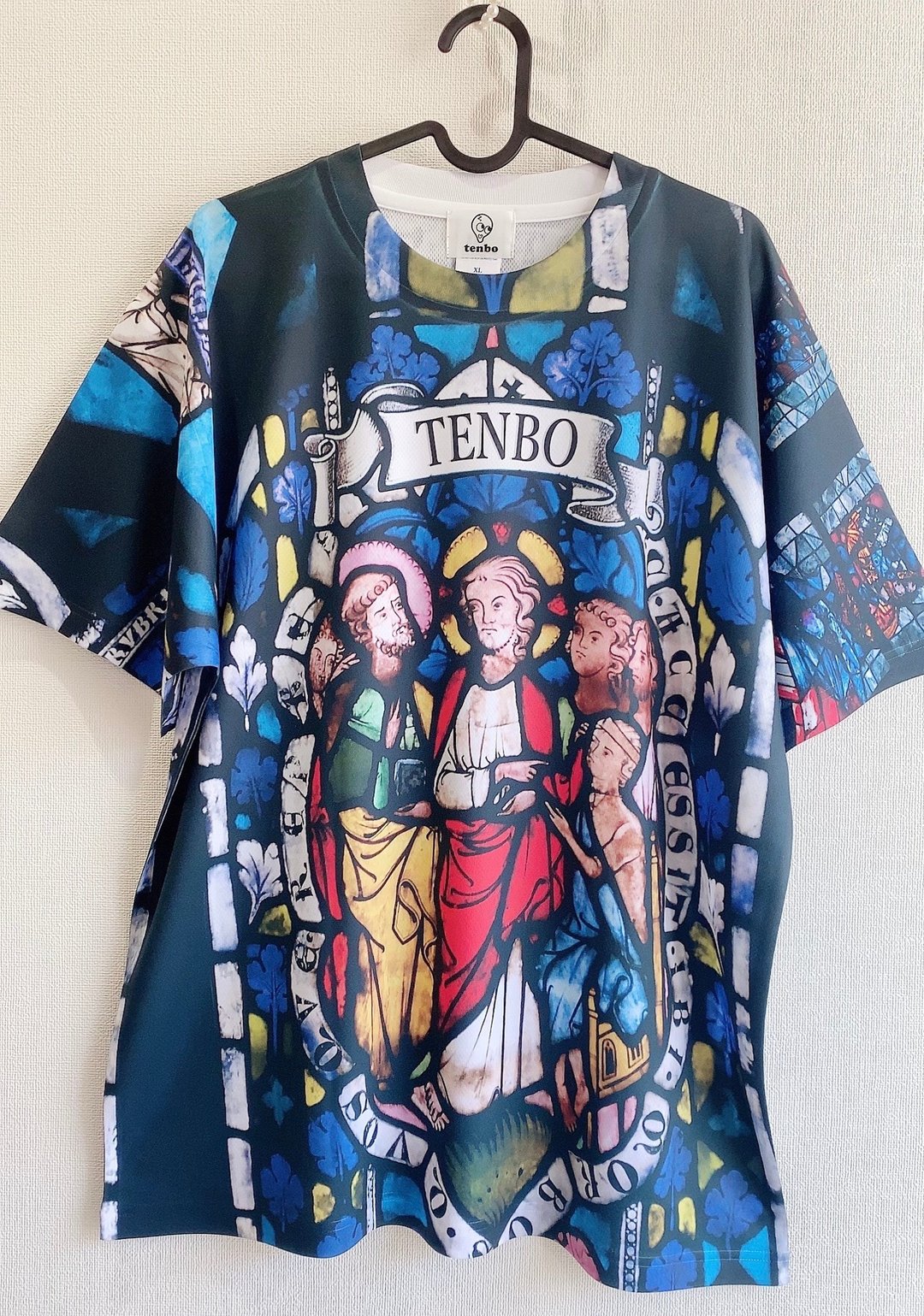 Rosary overprint dry T-shirt - 女装 T 恤 - 聚酯纤维 蓝色