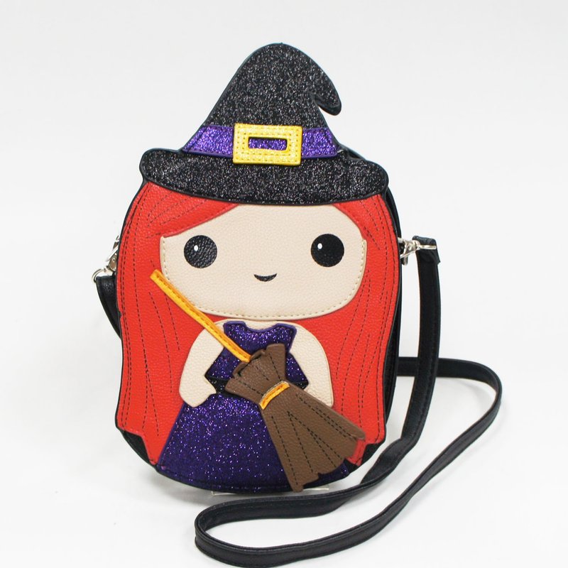 飞天扫帚女巫童趣造型斜背包/动物包 -酷乐村 - 背包/袋子 - 人造皮革 黑色