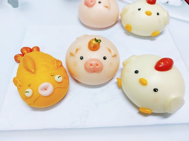 鲜奶造型馒头综合组   素三牲(鸡猪鱼*各1)+端午节粽子*3 - 面包/吐司 - 新鲜食材 