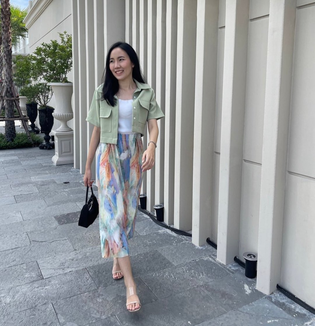 Wyllabrand Plisse Skirt Moonnight - 裙子 - 棉 橘色