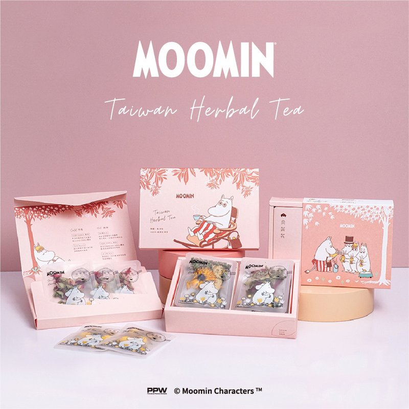 【母亲节快速出货】MOOMIN姆明 5入无咖啡因花草茶礼盒 - 茶 - 植物．花 粉红色
