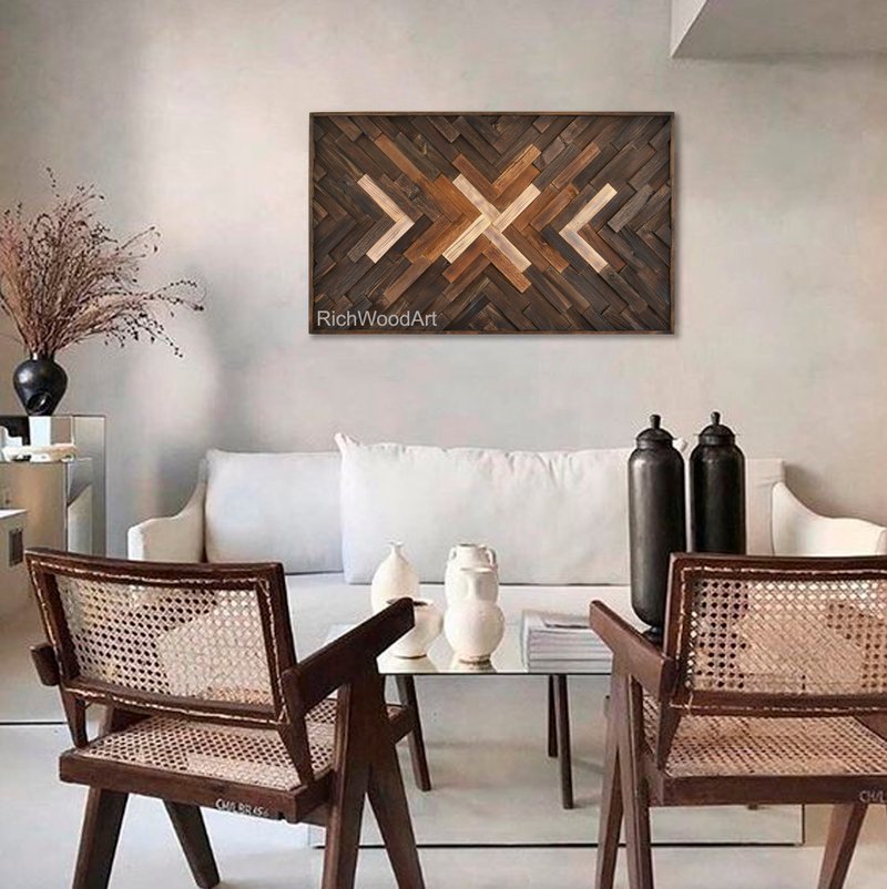 棕色和自然色调的现代木墙艺术 - 墙贴/壁贴 - 木头 咖啡色