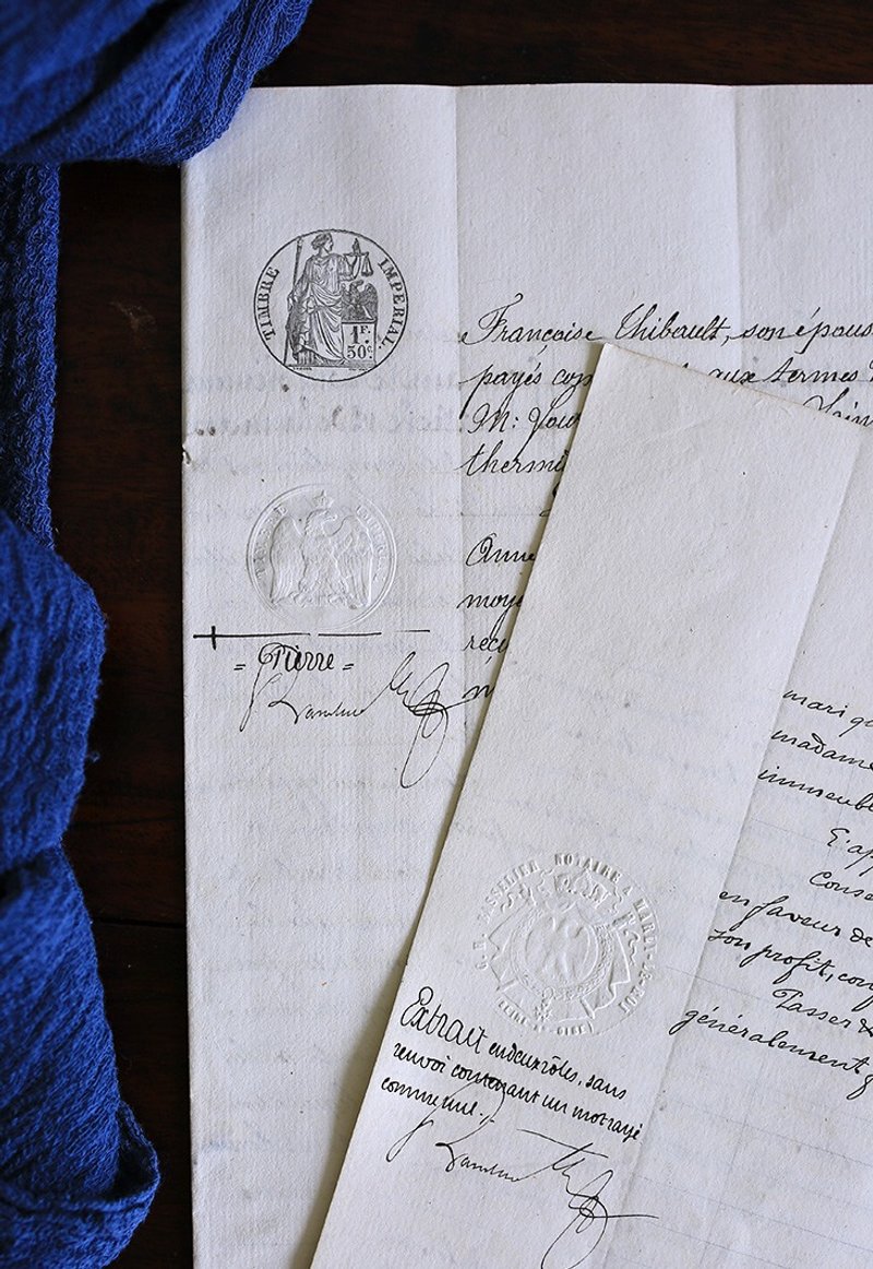 法国 19世纪 1865s 古董手写文件 No.9 纯手稿 法文 背景纸 - 其他 - 纸 白色