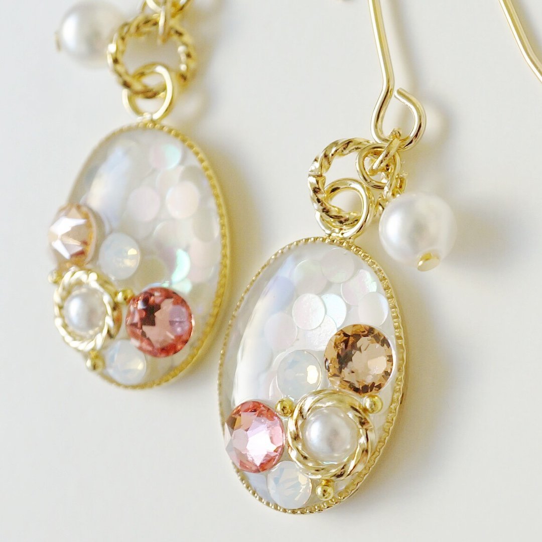Book / Mermaid swarovski earrings / Clip-On - 耳环/耳夹 - 其他金属 粉红色