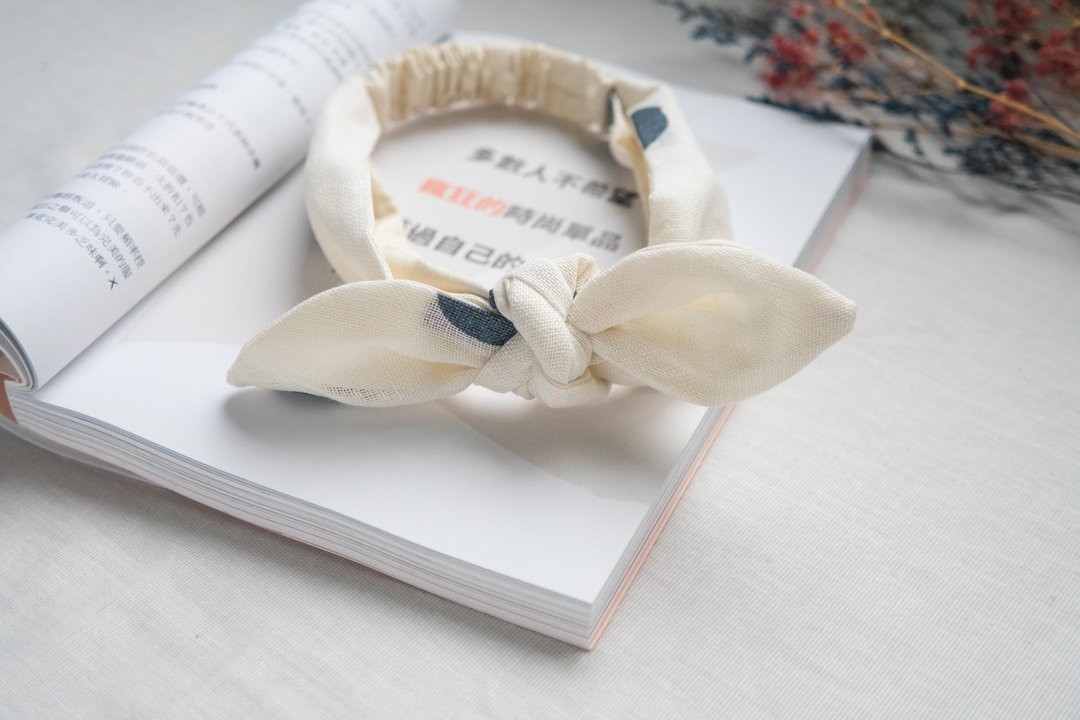 绑带式发带 | 发带 | 婴儿发带 | 宝宝发带 | 白色之恋 - 婴儿帽/发带 - 棉 白色