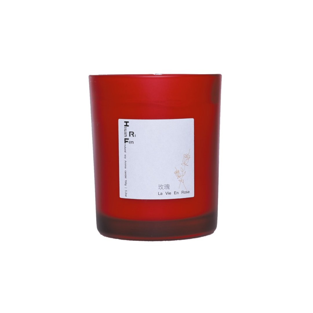 Hsuan Ri Fen 炫日芬 La Vie En Rose 玫瑰香氛蜡烛 - 150g - 蜡烛/烛台 - 玻璃 红色