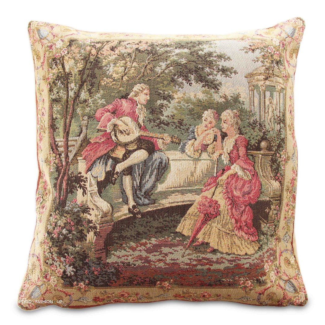 François Boucher曼陀铃演奏家_限量1个_欧洲皇家缇花天鹅绒抱 - 枕头/抱枕 - 棉．麻 